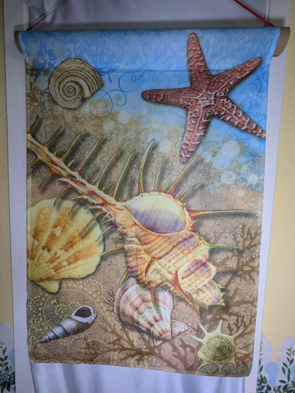 Toland Welcome Garden Flag Sea shell Conch Coastal Beach Large 35x24 Vintage